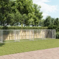 Hondenhok met deuren 10x2x1,5 m gegalvaniseerd staal grijs 3