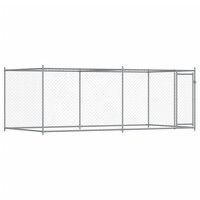 Hondenhok met deur 4x2x1,5 m gegalvaniseerd staal grijs 2