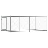 Hondenhok met deur 4x2x1,5 m gegalvaniseerd staal grijs 6
