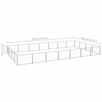 Hondenkennel 28 m&sup2; staal zilverkleurig 6