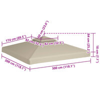 Vervangend tentdoek prieel 310 g/m&sup2; 3x3 m beige 6