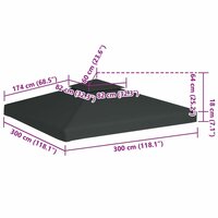 Vervangend tentdoek prieel 310 g/m&sup2; 3x3 m donkergrijs 6