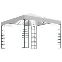 Tuinpaviljoen met LED-lichtslinger 3x3 m wit 2