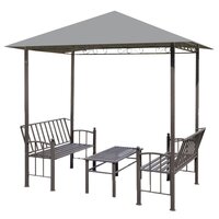 Tuinpaviljoen met tafel en bankjes 2,5x1,5x2,4 m antraciet 2