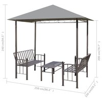 Tuinpaviljoen met tafel en bankjes 2,5x1,5x2,4 m antraciet 5