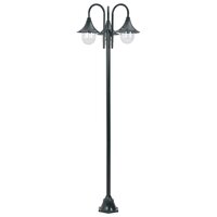 Paalverlichting tuin E27 220 cm aluminium donkergroen 3-delig 2