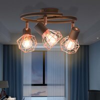 Plafondlamp met 3 spotlights E14 zwart en koperkleurig 4