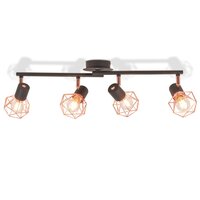 Plafondlamp met 4 spotlights E14 zwart en koper 2