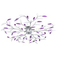 Plafondlamp met acryl kristallen bladarmen voor 5xE14 paars  2
