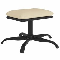 Voetenbank 60x60x36 cm stof en kunstleer cr&egrave;mekleurig 2