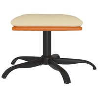 Voetenbank 60x60x36 cm stof en kunstleer cr&egrave;mekleurig 3