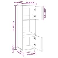 Hoge kast 38x35x117 cm massief grenenhout wit 10
