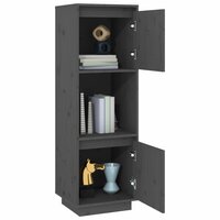 Hoge kast 38x35x117 cm massief grenenhout grijs 8
