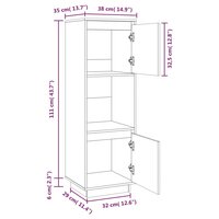 Hoge kast 38x35x117 cm massief grenenhout honingbruin 10