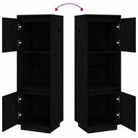 Hoge kast 38x35x117 cm massief grenenhout zwart 6