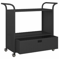 Serveerwagen met lade 100x45x97 cm poly rattan zwart 4