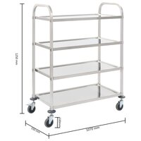 Keukentrolley 4-laags 107x55x125 cm roestvrij staal 6