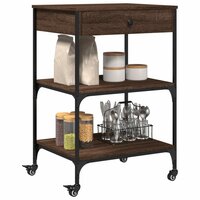 Keukentrolley 60x48x89,5 cm bewerkt hout bruin eikenkleurig 6