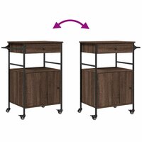 Keukentrolley 56x43x89,5 cm bewerkt hout bruin eikenkleurig 12