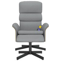 Massagestoel verstelbaar met voetenbank stof lichtgrijs 3