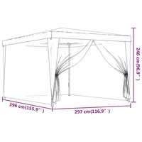 Partytent met 4 mesh zijwanden 3x4 m HDPE rood 7