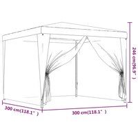 Partytent met 4 mesh zijwanden 3x3 m HDPE antracietkleurig 7