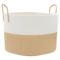 Opbergmand &Oslash; 51x33 cm katoen beige en wit 2