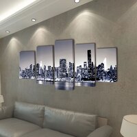 Canvas muurdruk set monochroom New York skyline 200 x 100 cm 2