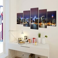 Canvas muurdruk set Kleurrijke New York skyline 100 x 50 cm 2