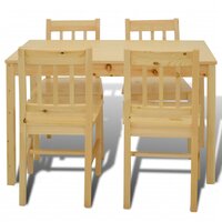 Eettafel met 4 stoelen hout naturel 3