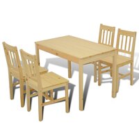 Eettafel met 4 stoelen hout naturel 6