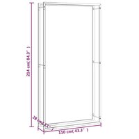Haardhoutrek 110x28x214 cm staal matzwart 6
