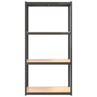 Opbergrek 4-laags 2 st staal &amp; bewerkt hout antracietkleurig 6