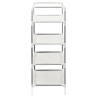 Schoenenrek met 4 schappen metaal en nonwoven stof zilverkleur 5