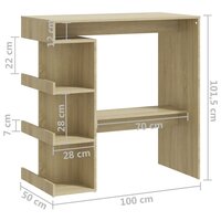 Bartafel met opbergrek 100x50x101,5 cm hout sonoma eiken 7