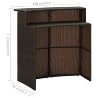 Tuinbartafel 120x55x110 cm poly rattan bruin 8