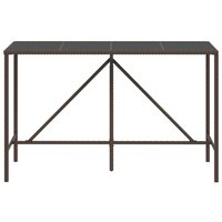 Bartafel met glazen blad 180x70x110 cm poly rattan bruin 3