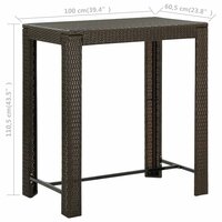 Tuinbartafel 100x60,5x110,5 cm poly rattan bruin 6