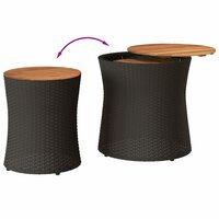 Tuinbijzettafels 2 st met houten blad poly rattan zwart 7