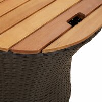 Tuinbijzettafels 2 st met houten blad poly rattan zwart 8