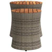 Tuinbijzettafels 2 st met houten blad poly rattan grijs 5