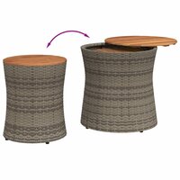 Tuinbijzettafels 2 st met houten blad poly rattan grijs 7