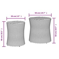 Tuinbijzettafels 2 st met houten blad poly rattan grijs 11