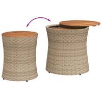 Tuinbijzettafels 2 st met houten blad poly rattan beige 7