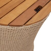 Tuinbijzettafels 2 st met houten blad poly rattan beige 8