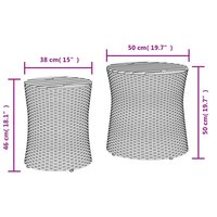 Tuinbijzettafels 2 st met houten blad poly rattan beige 11