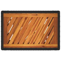 Tuinbijzettafel met houten blad 60x40x75 cm poly rattan zwart 8