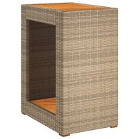 Tuinbijzettafel met houten blad 60x40x75 cm poly rattan beige 2