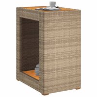 Tuinbijzettafel met houten blad 60x40x75 cm poly rattan beige 4