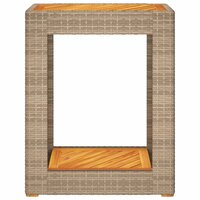 Tuinbijzettafel met houten blad 60x40x75 cm poly rattan beige 6